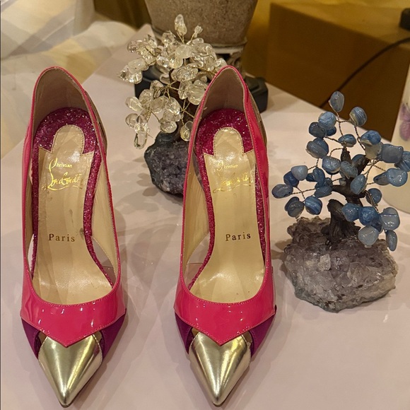 Christian Louboutin Pink and Silver Heels - Picture 4 of 11